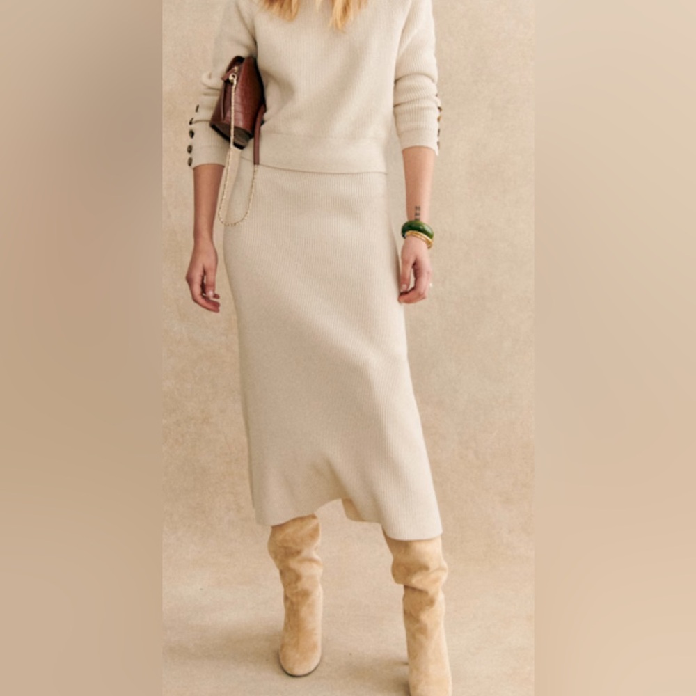 Sezane Naelle Wool/Cotton in color Natural Size Small